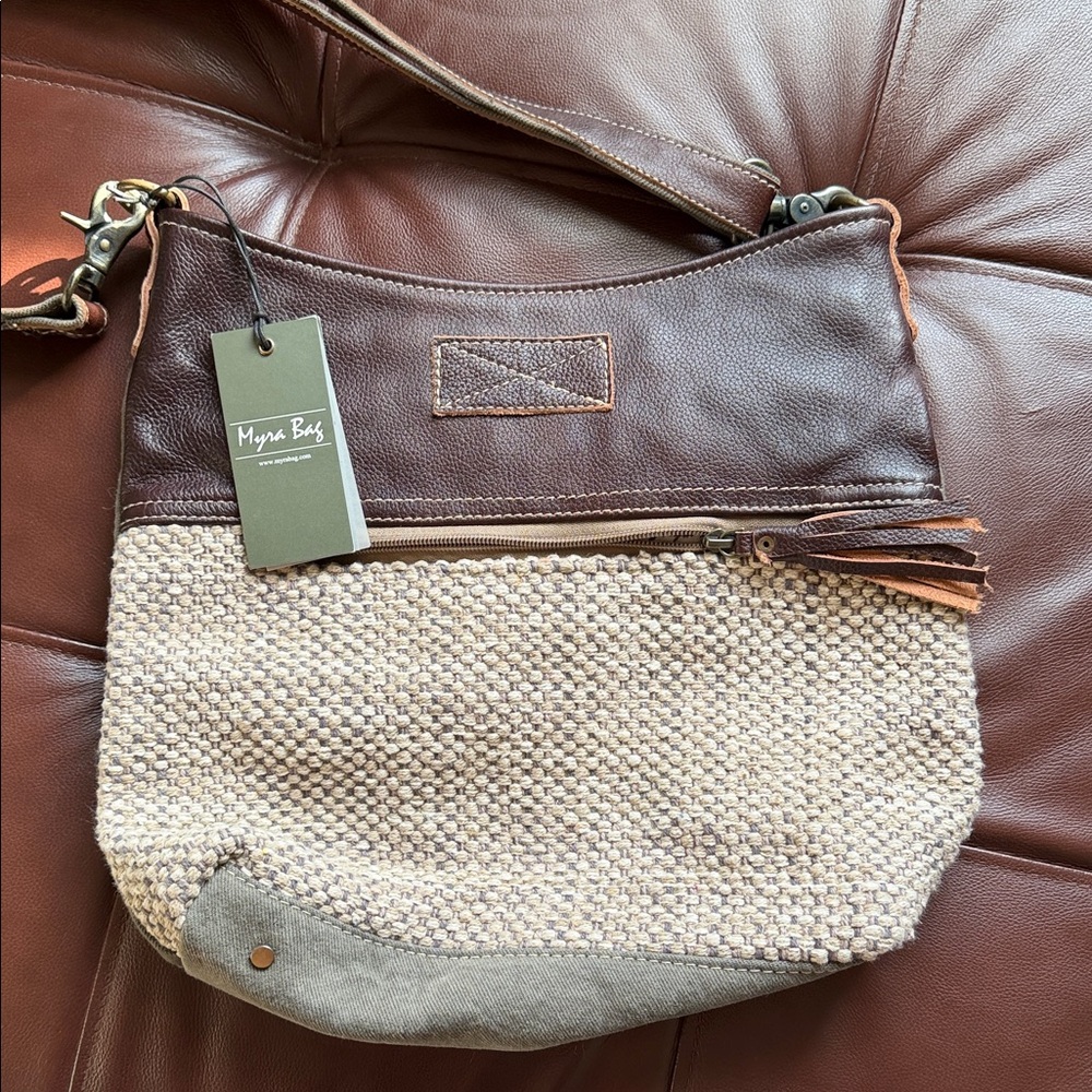 Two-Tone Brown & Cream Crossbody